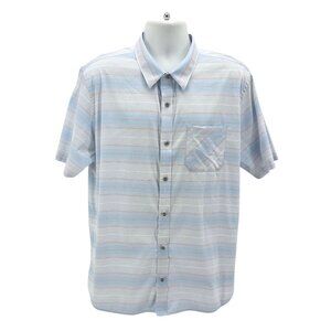 Travis Mathew Mens XL Shirt Lightweight Button Down Striped Blue Golf Preppy